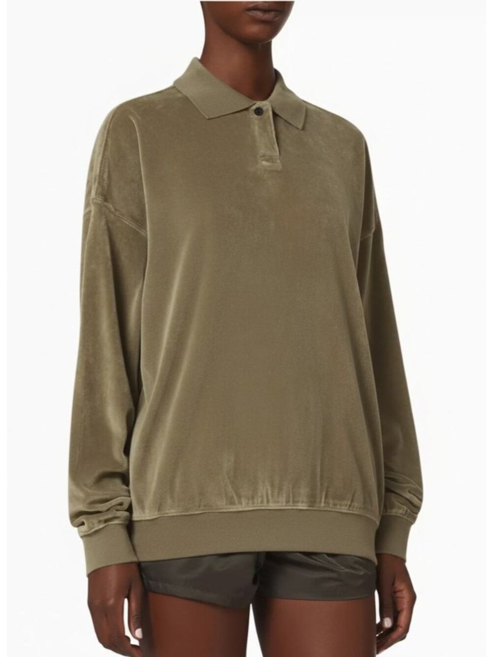 ESSENTIALS Fear of God Polo Shirt in Velvet Olive Taupe Size XXS